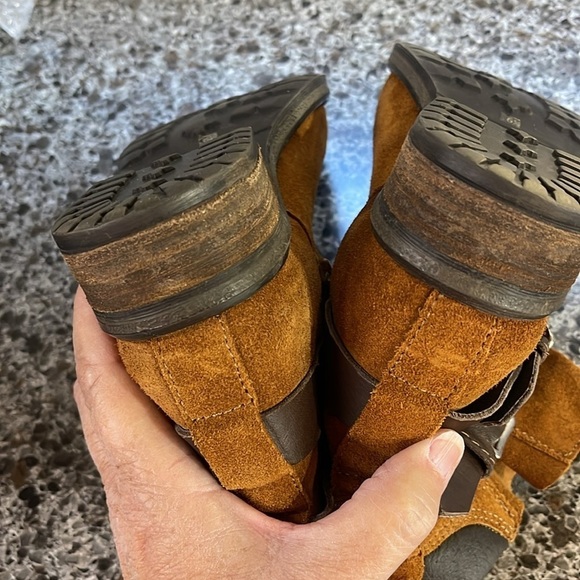 Steve Madden Dormaa Suede Moto Bootie Buckles Size 6.5M side zip double buckle - Picture 11 of 15